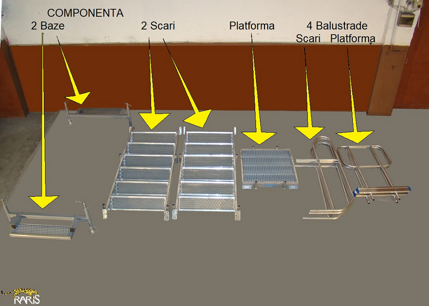 Platforma RARIS, fixa, 45 <sup>0</sup>, dubla, Gmax = 200 kg, tip PF45D