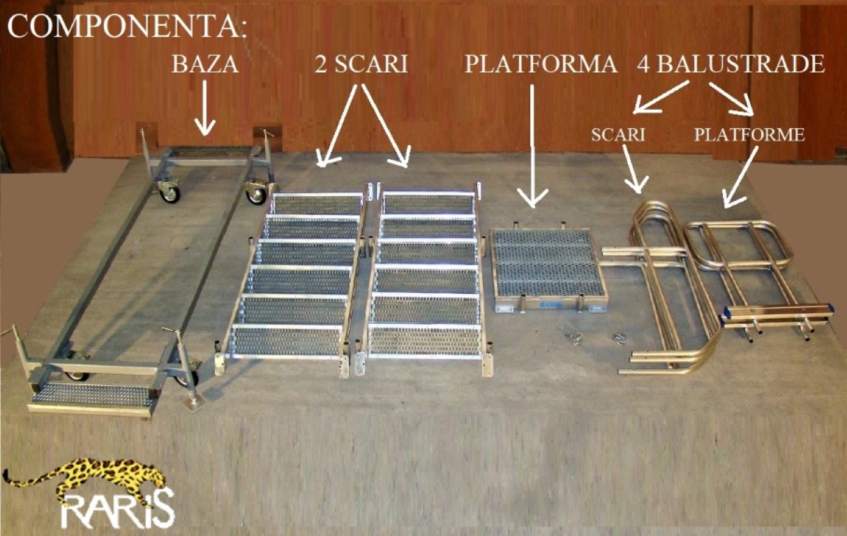 Platforma mobila RARIS, aluminiu, la 60<sup>0</sup>, Gmax = 200 kg, dubla - tip PN60D